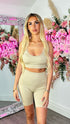 Abbie Nude Spaghetti Strap Crop Top and Shorts Set